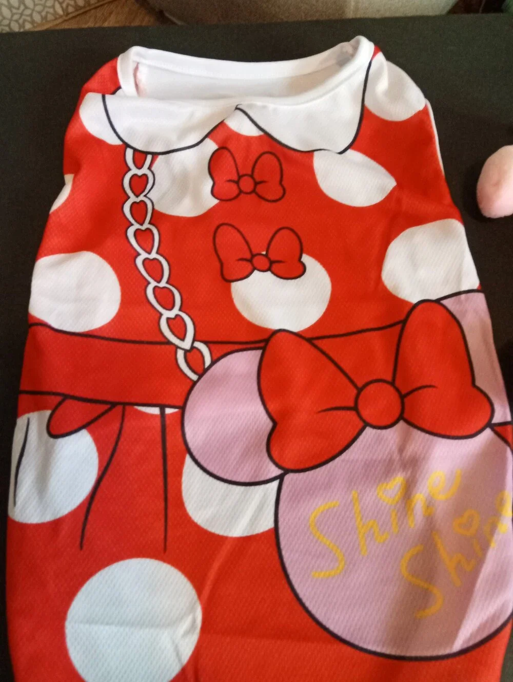 Red Polka Dot Bow Pet Dress with Pink Plush Toy And Red Lace Scarf/Collar